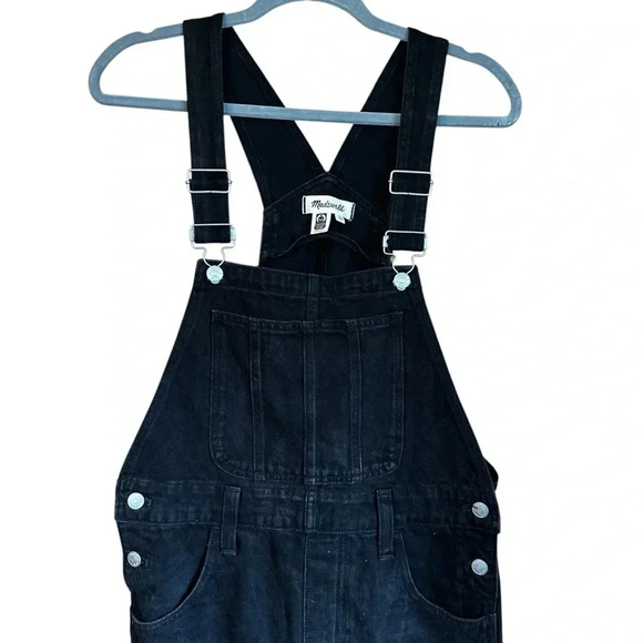 Madewell Straight-Leg Overalls in Lunar Wash Black Denim Sz M - Picture 5 of 8